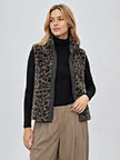 printed fleece sleeveless jacket